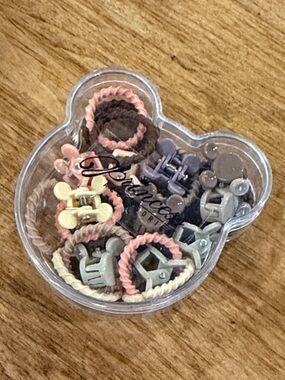 Princess Accessories Pastel Mini Clip & Elastic Set 4 Hair Mickey/Minnie Mouse